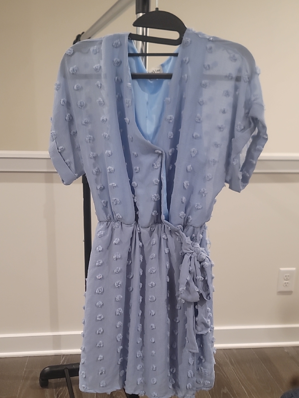 Peach Love California Light Blue Textured Dress